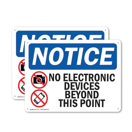 Signmission No Electronic Devices Beyond, 10 in W x Rectangle, Aluminum OS-2PACK-NS-A-710-L-14501